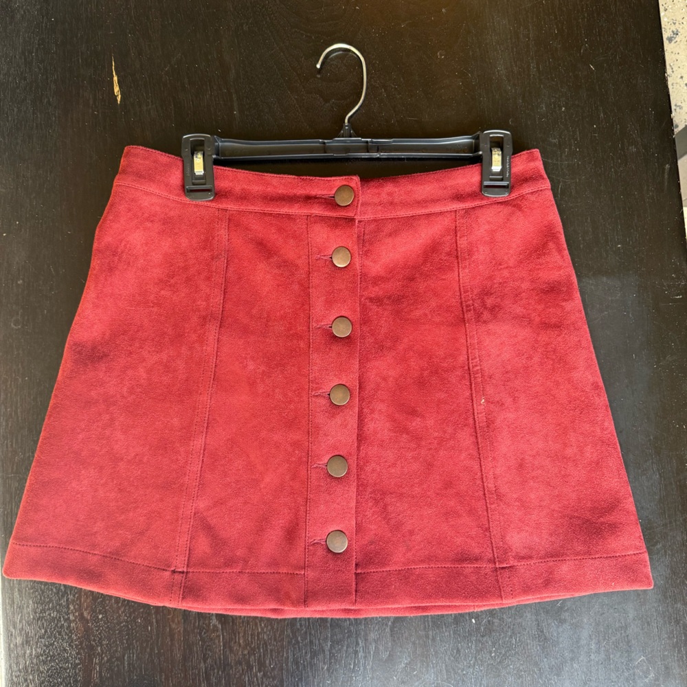 Forever 21 Burgundy Button-Front Mini Skirt